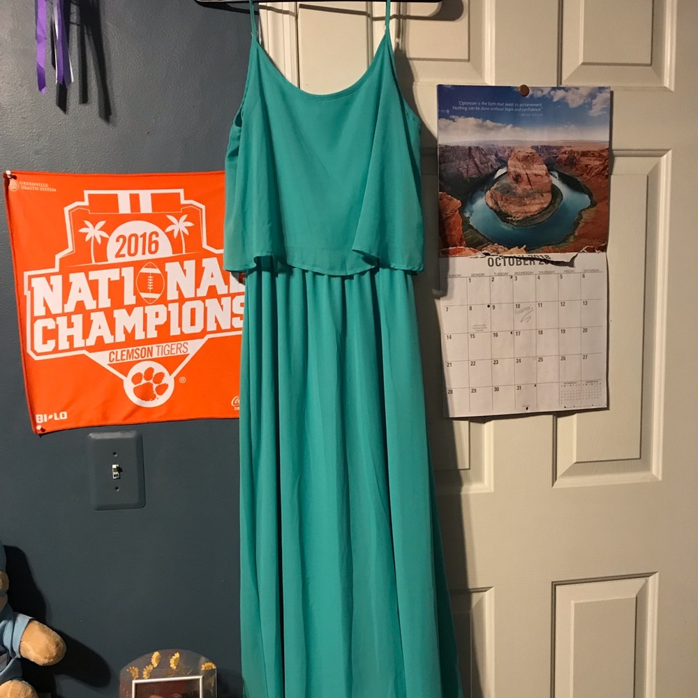 Long Teal-Blue Casual Dress